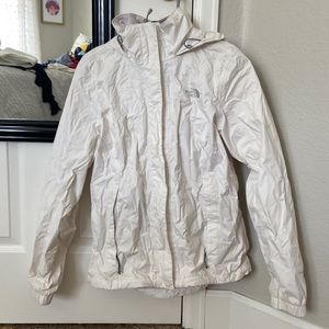 White north face rain jacket